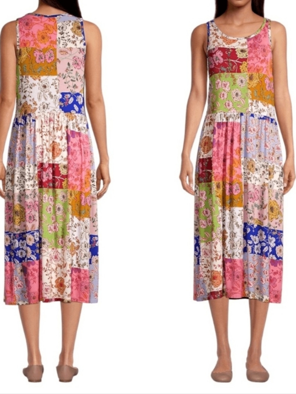 Johnny Was Cosmo Easy Fit Rose Patchwork Midi Dress Women's Size Small